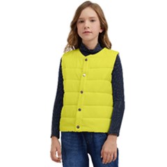 A Yellow Background With A Black Border Kid s Button Up Puffer Vest	