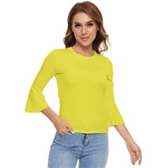 A Yellow Background With A Black Border Bell Sleeve Top