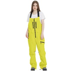 A Yellow Background With A Black Border Women s Front Zip Ski And Snowboard Bib Pants by catchydesignhill