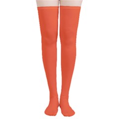 An Orange Background With A Black Border Thigh High Stockings by catchydesignhill