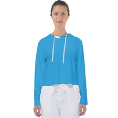 A Blue Background With A Black And White Cat On Top Of It Women s Slouchy Sweat