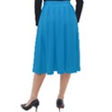 A Blue Background With A Black And White Cat On Top Of It Classic Velour Midi Skirt  View2