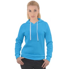 A Blue Background With A Black And White Cat On Top Of It Women s Overhead Hoodie by catchydesignhill