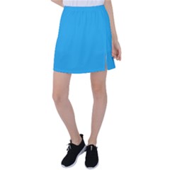 A Blue Background With A Black And White Cat On Top Of It Tennis Skirt by catchydesignhill