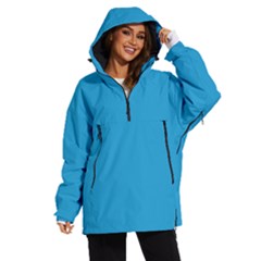 A Blue Background With A Black And White Cat On Top Of It Women s Ski And Snowboard Waterproof Breathable Jacket by catchydesignhill