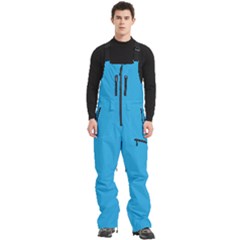 A Blue Background With A Black And White Cat On Top Of It Men s Front Zip Ski And Snowboard Bib Pants by catchydesignhill