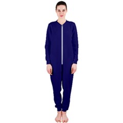 A Blue Background With A Clock On It Onepiece Jumpsuit (ladies)