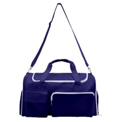 A Blue Background With A Clock On It Sports Gym Duffle Bag With Shoe Compartment by catchydesignhill