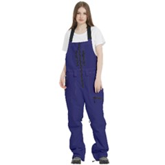 A Blue Background With A Clock On It Women s Front Zip Ski And Snowboard Bib Pants by catchydesignhill