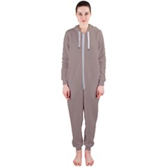 A Brown Wall With A Clock On It Hooded Jumpsuit (ladies)