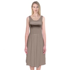 A Brown Wall With A Clock On It Midi Sleeveless Dress by catchydesignhill