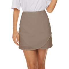 A Brown Wall With A Clock On It Mini Front Wrap Skirt by catchydesignhill