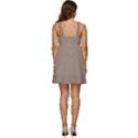 A Brown Wall With A Clock On It Ruffle Strap Babydoll Chiffon Dress View4