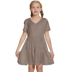 A Brown Wall With A Clock On It Kids  Short Sleeve Tiered Mini Dress by catchydesignhill