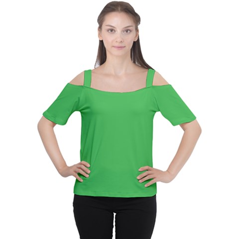 A Green Background With A White Border Cutout Shoulder T-shirt by catchydesignhill