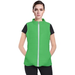 A Green Background With A White Border Women s Puffer Vest