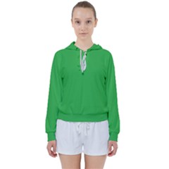 A Green Background With A White Border Women s Tie Up Sweat