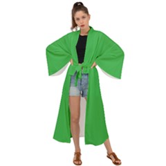 A Green Background With A White Border Maxi Kimono by catchydesignhill