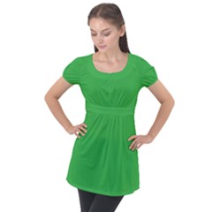 A Green Background With A White Border Puff Sleeve Tunic Top by catchydesignhill