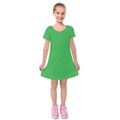 A Green Background With A White Border Kids  Short Sleeve Velvet Dress