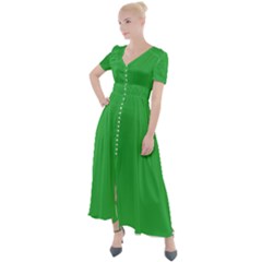 A Green Background With A White Border Button Up Short Sleeve Maxi Dress by catchydesignhill