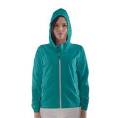 A Green Background With A White Border Women s Hooded Windbreaker