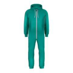 A Green Background With A White Border Hooded Jumpsuit (kids)