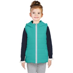 A Green Background With A White Border Kids  Hooded Puffer Vest