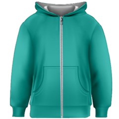 A Green Background With A White Border Kids  Zipper Hoodie Without Drawstring