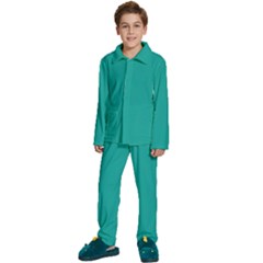 A Green Background With A White Border Kids  Long Sleeve Velvet Pajamas Set