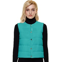 A Green Background With A White Border Women s Button Up Puffer Vest