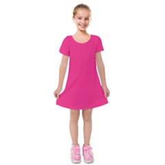 A Pink Background With A Black Border Kids  Short Sleeve Velvet Dress by catchydesignhill