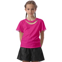 A Pink Background With A Black Border Kids  Front Cut T-shirt by catchydesignhill