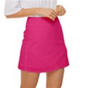 A Pink Background With A Black Border Mini Front Wrap Skirt View3