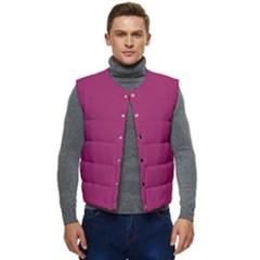 A Pink Background With A White Border Men s Button Up Puffer Vest	