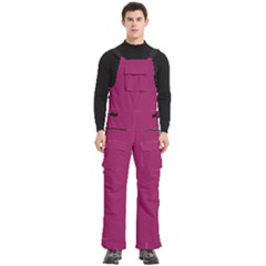 A Pink Background With A White Border Men s Side Zip Front Pouch Ski And Snowboard Bib Pants	 by catchydesignhill