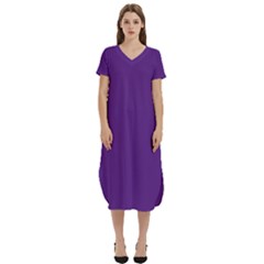 A Purple Background With A White Border T-shirt Midi Dress With Pockets by catchydesignhill