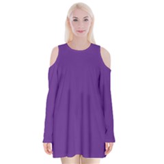 A Purple Background With A White Border Velvet Long Sleeve Shoulder Cutout Dress