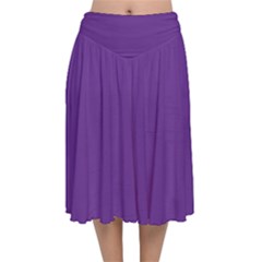 A Purple Background With A White Border Velvet Flared Midi Skirt