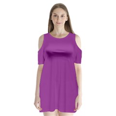 A Purple Background With A White Border Shoulder Cutout Velvet One Piece