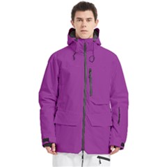 A Purple Background With A White Border Men s Multi Pockets Zip Ski And Snowboard Waterproof Breathable Jacket by catchydesignhill