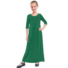 Green, Azure, Aqua, Electric Blue, Font, Pattern, Magenta, Symmetry, Circle, Grass Kids  Quarter Sleeve Maxi Dress