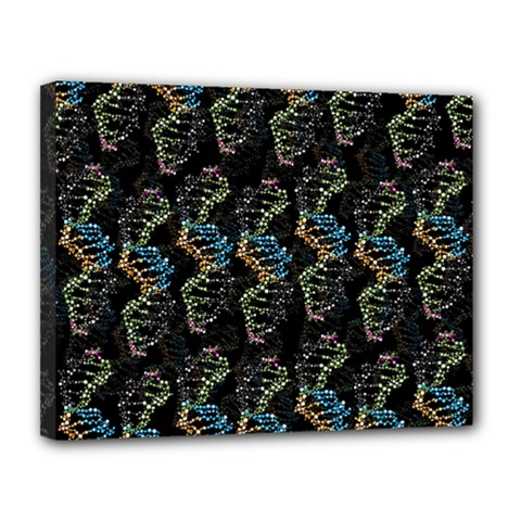 Multicolored Dna Strand Art Canvas 14  X 11  (stretched) by ExtraGoodSauce