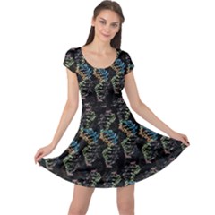 Multicolored Dna Strand Art Cap Sleeve Dress by ExtraAwesomeSauce