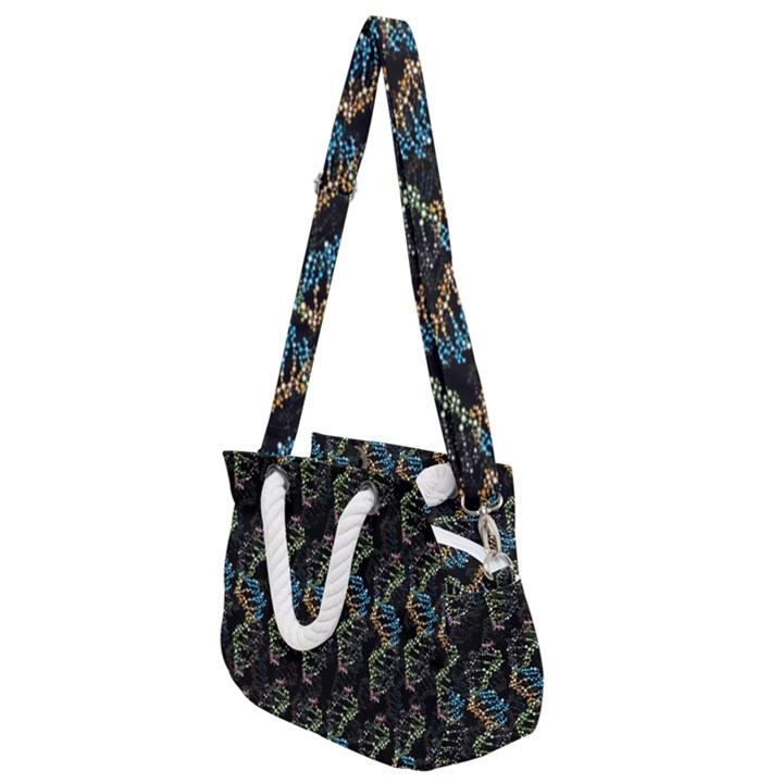 Multicolored DNA Strand Art Rope Handles Shoulder Strap Bag