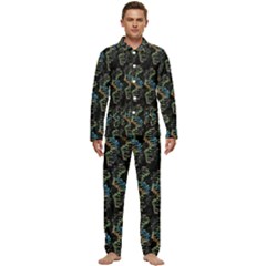 Multicolored Dna Strand Art Men s Long Sleeve Velvet Pocket Pajamas Set by ExtraGoodSauce