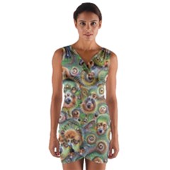 Surreal Abstract Early Ai Art Wrap Front Bodycon Dress by ExtraGoodSauce