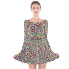 Surreal Abstract Early Ai Art Long Sleeve Velvet Skater Dress by ExtraGoodSauce