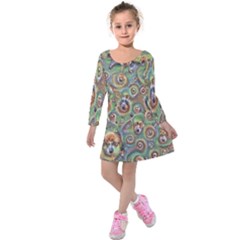 Surreal Abstract Early Ai Art Kids  Long Sleeve Velvet Dress