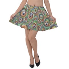 Surreal Abstract Early Ai Art Velvet Skater Skirt by ExtraGoodSauce